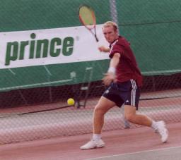 Mens Singles Champion, Jonathan Maskens, in action